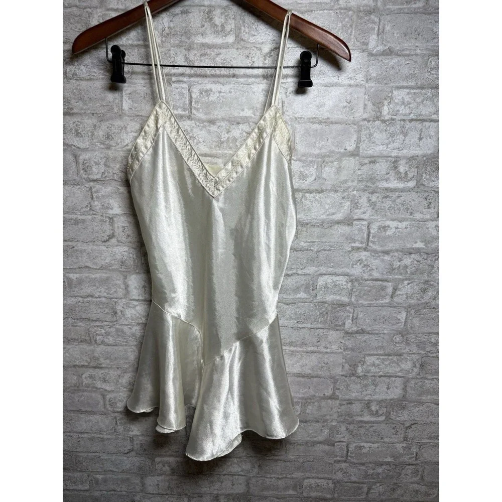 Vintage 80s Ivory Satin Slip Nightgown Size S Womens  Romantic   Lingerie Bridal